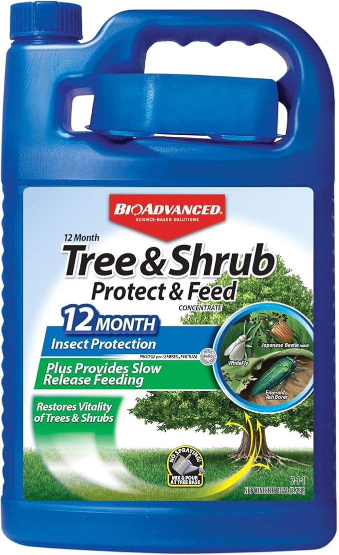 BioAdvanced 12 Month Tree and Shrub Protect and Feed Concentrate, 1 Gal, Insect Killer, Tree Fertilizer & Plant Food