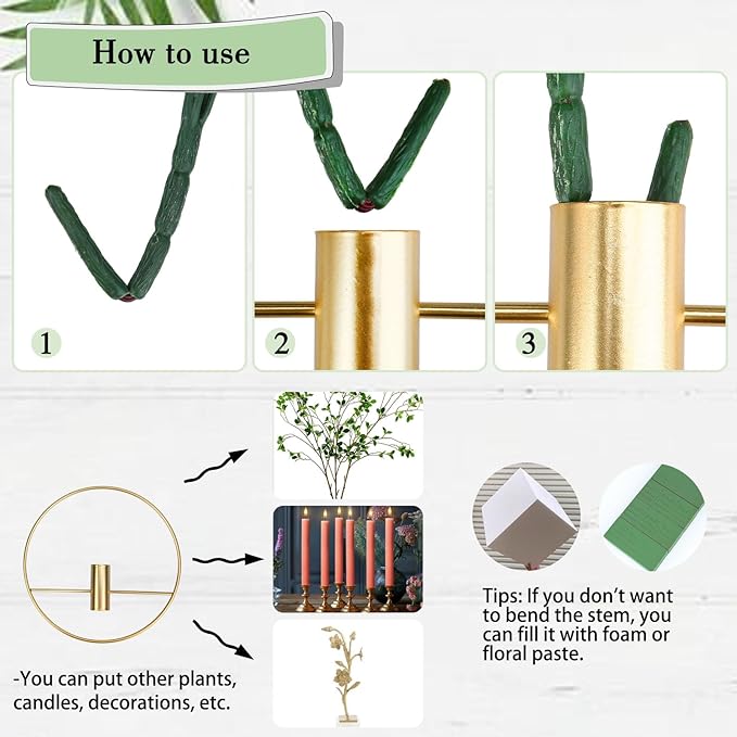 GREENTIME 2 Packs Hanging Planters with 15in Artificial Eucalyptus Plants for Indoor Outdoor Home Bathroom Living Room Wall Decor (Gold, Circle)