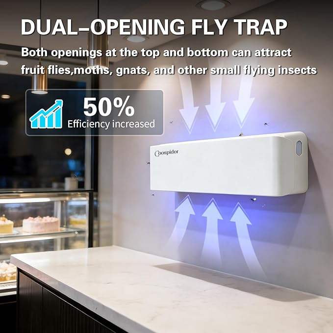 4pack Fly Catcher Indoor,Fruit Fly Traps Indoor for Home,Wall Sconce Fly UV Light Trap for Capturing Flies,Moths, Gnats with 20 Sticky Glue Boards, Bug Catcher Indoor, Light Flying Insect Trap -White