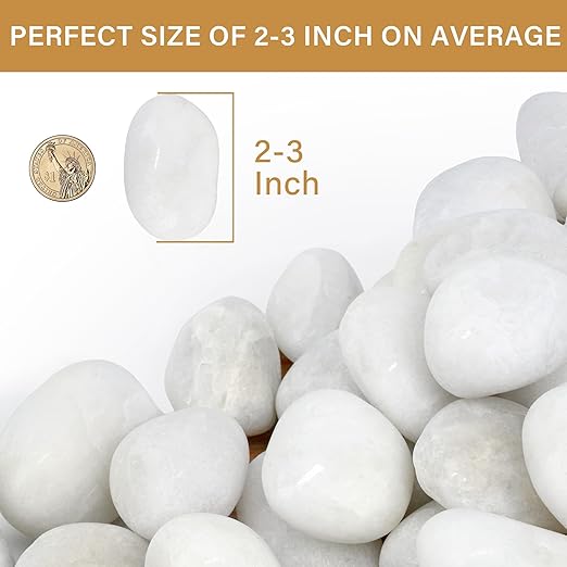 NUPICK 16lb White River Rocks for Outdoor Landscaping, 2-3 Inch Pebbles for Indoor Plants, Natural Polished Aquarium Gravel, Decorative Rocks for Succulent, Garden, Vases Fillers, Bird Baths