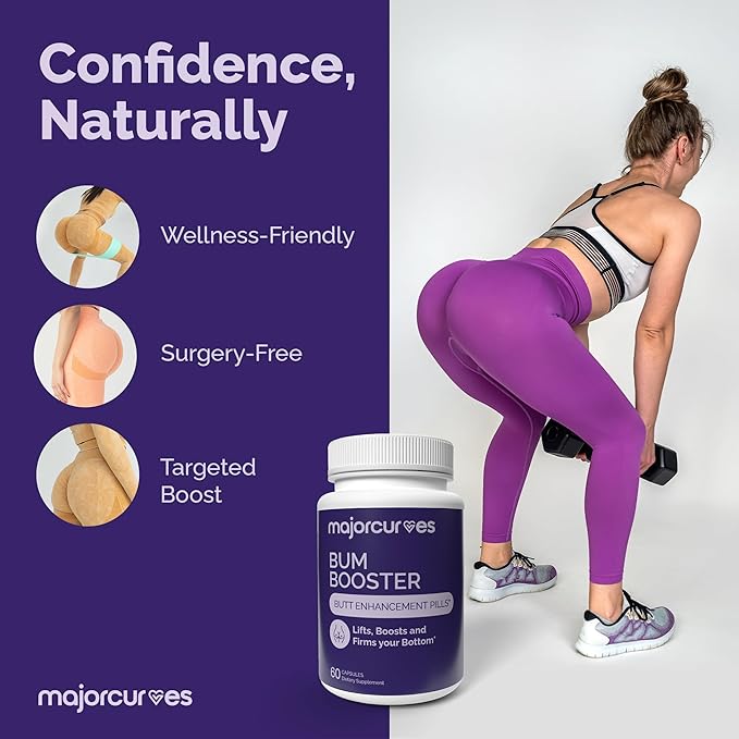 Major Curves Bum Booster Pills – Butt Enhancement for Women, Booty Growth Capsules for Bigger Bum, Curvier Hips and Glutes, Natural Brazilian Butt Lift Alternative with Fenugreek and Wild Yam