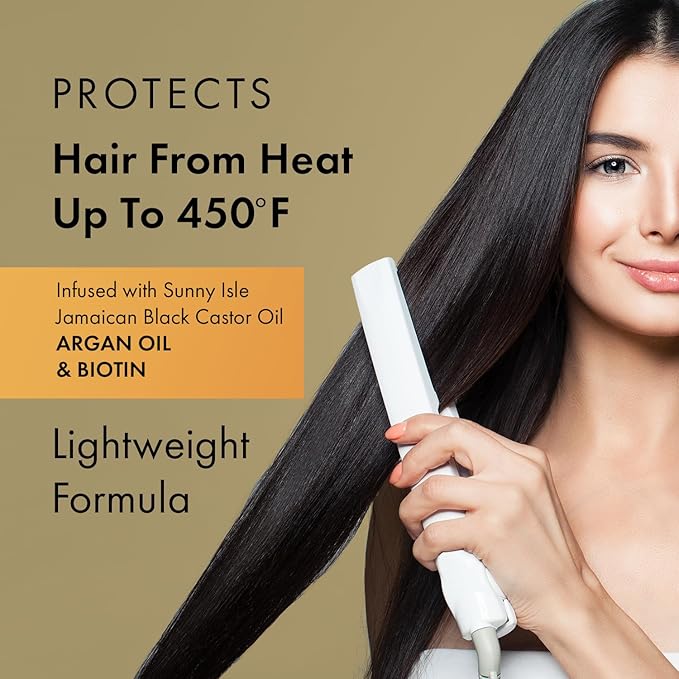 Sunny Isle Argan & Biotin Heat Protectant Spray - Infused With Jamaican Black Castor Oil - 6 oz