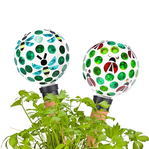 Watering Globe for Plants Mosaic Self Watering Spikes 2 Pack Large Self Watering Planter Insert Automatic Watering Device Outdoor Garden
