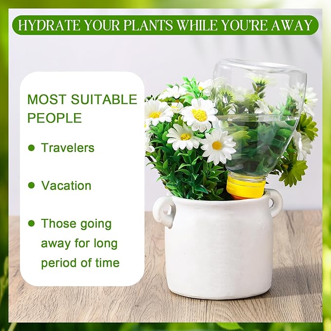Threlaco 2 Pcs 17 oz Self Watering Planter Insert Plastic Self Watering Globes Automatic Plant Waterer for Indoor Outdoor Drip Irrigation Plant Watering Device with Slow Release Control