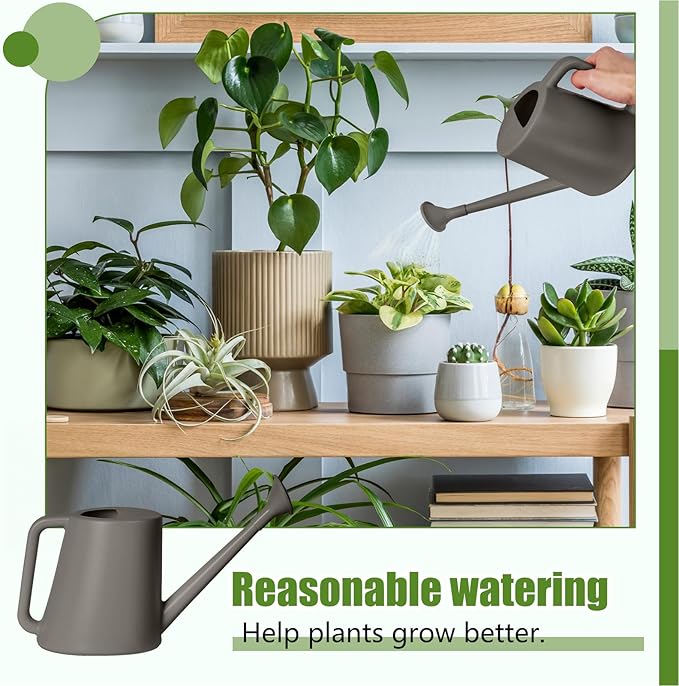 ZXJ Grip Plant Watering Can - for Indoor and Outdoor Home Garden Plants - with Long Spout - Grey - 1/2 Gallon