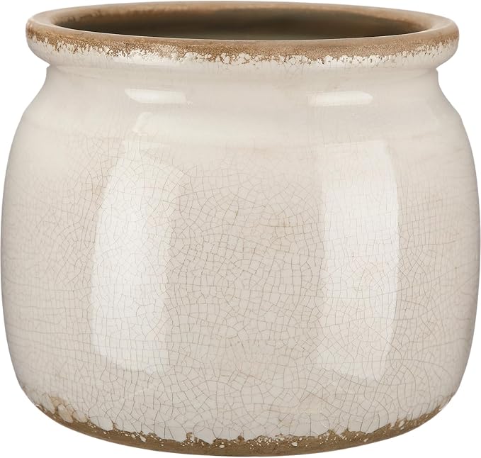 Vintage Planter Large Ceramic Plants Pot Pure Beige Vintage Crack Cottage Scroll Vase Flower Vase Pot Indoor Plants Home Decor Farmhouse Antique Decorative Gifts