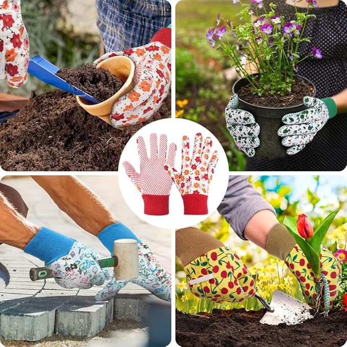 Ainiv Floral Gardening Gloves for Women/Ladies, Non-Slip Garden Work Gloves,Breathable Yard Work Glove Light Working Gloves