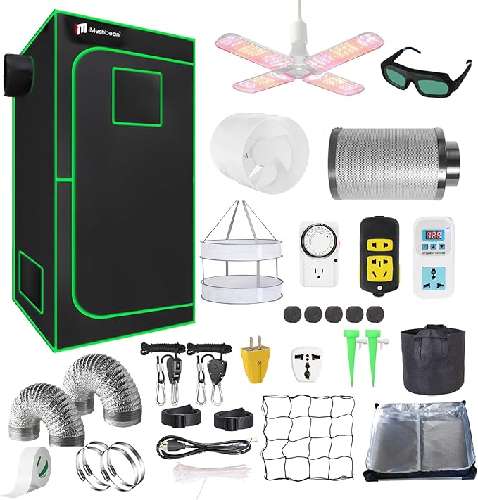 24"x24"x55" Grow Tent Kit, Indoor Grow Tent Complete System High Reflective Mylar Growing Tent +Full Spectrum LED Grow Light Combo,Hydroponics Indoor Plant Growing Tent + Carbon Filter