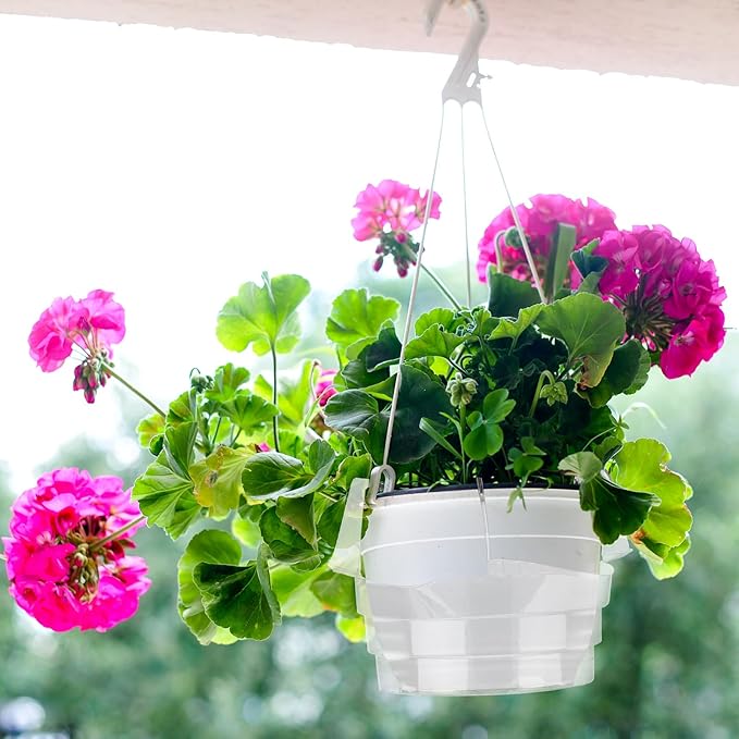 Baderke 12 Pcs Hanging Plant Water Catcher Tray Includes 4 Pcs Clear Plastic Plant Saucer Drip Pans for Indoor Outdoor Hanging Basket Flower Pot (6 8 10 12 Inch)