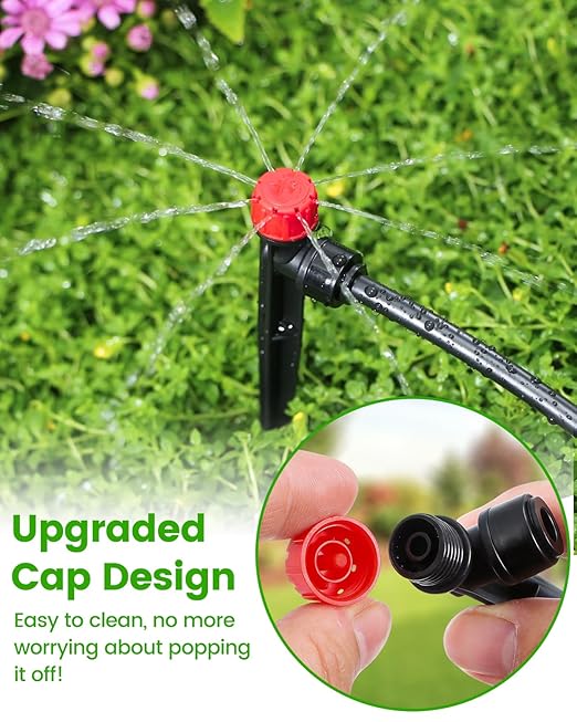 36 Pack Drip Irrigation Parts, Quick Connect 8-Outlet Adjustable 360° Emitters for Garden & Farm Irrigation Systems