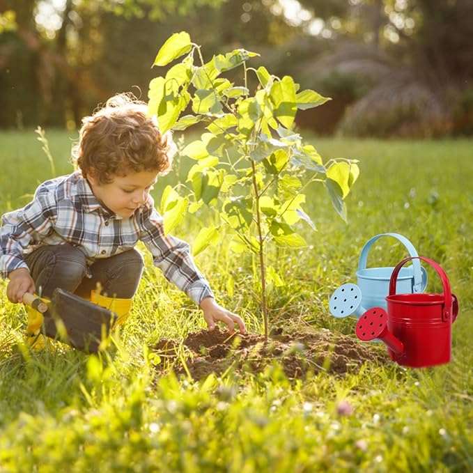 2PCS Metal Watering Can,Small Iron Kid Watering Can Indoor Plants Sprinkling Kettle with Long Spout,Boys Girls Garden Watering Pot for Outdoor Plants or Play Time(Random Colors)