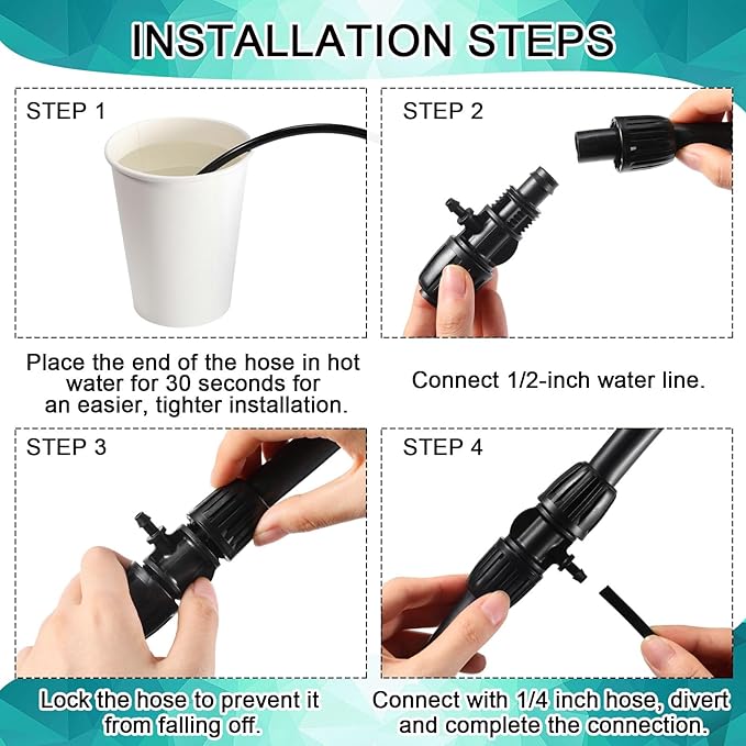 Glooglitter 40 Pcs 1/2" Tubing Irrigation Fittings Kit 1/2 ID x 0.6-0.63 OD 16 mm Drip Irrigation Barbed Connectors Include 6 Switch Valves 18 Barbed Tee 8 Ends 4 Adapters 4 Elbows (Black and Green)