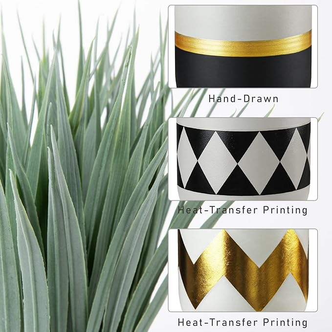 Hollyone Artificial Plants Small Faux Plant Decor Fake Potted Plant Faux Plants in Pots Fake Grass Pot for Home Table Office Desk Room Bathroom House Indoor Decorative Gifts