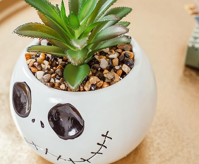 Silver Buffalo Disney Nightmare Before Christmas Jack Skellington Decorative Artificial Faux Greenery Plant in Ceramic