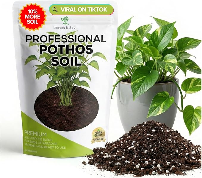 Professional Pothos Soil | Premium All Purpose Blend | Large 2.2 Quarts | Ready to Use for Indoor Plants | Peat Moss, Coco Coir, Perlite, Dolomite | Made in USA