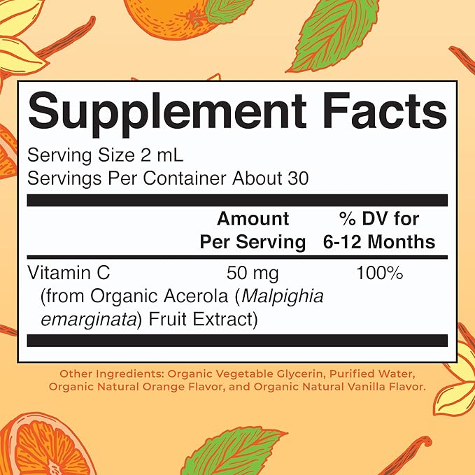 MARYRUTH'S Infant & Baby Vitamin C Supplement | USDA Organic Vitamin C Liquid Drops for Infants | Ages 6-12 Months | Immune Support | Overall Health | Vegan | Non-GMO | Gluten Free | 2 Fl Oz