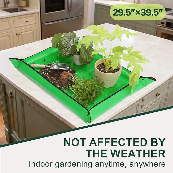39.5"x29.5" Super Thick Repotting Mat for Indoor Plants - Tear-Resistant, Foldable, Double-Sided Waterproof Potting Mat for Mess-Free Indoor Gardening