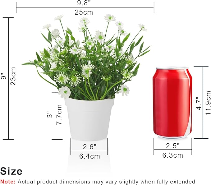 Fake Plants Daisy for Bathroom Decor, Small Potted Artificial Plants Indoor for Shelf Desk Home Bathroom Farmhouse Room Coffee Table Decor, White