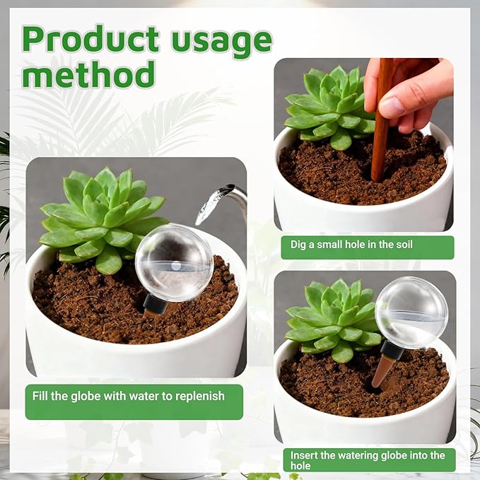 4pcs Self Plant Watering Globes for Indoor and Outdoor Plants Plastic Automatic Plant Watering Bulbs Insert 17.5 oz with Slow Release Control Water Dripper for Plants (Clear)
