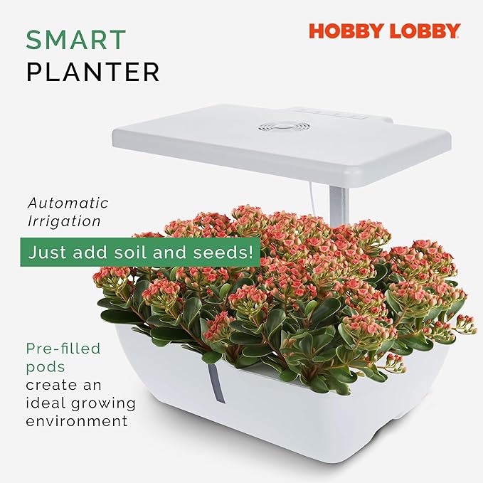 Smart 12 Pod Herb Garden Planter Indoor Kit for Growing Basil, Mint, Thyme & More - Self Watering Indoor Garden Hydroponics Growing System w/ Health Tracker - Low Maintenance Home Gardening Gifts
