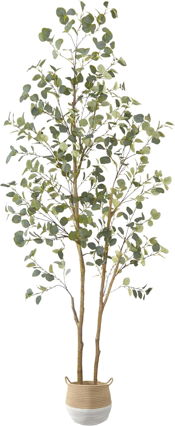 Warmplants Artificial Eucalyptus Tree, 8ft Large Fake Silk Leaves Eucalyptus Plant with Basket, 96” Faux Tree for Home Office Livingroom Floor Decor Indoor Outdoor
