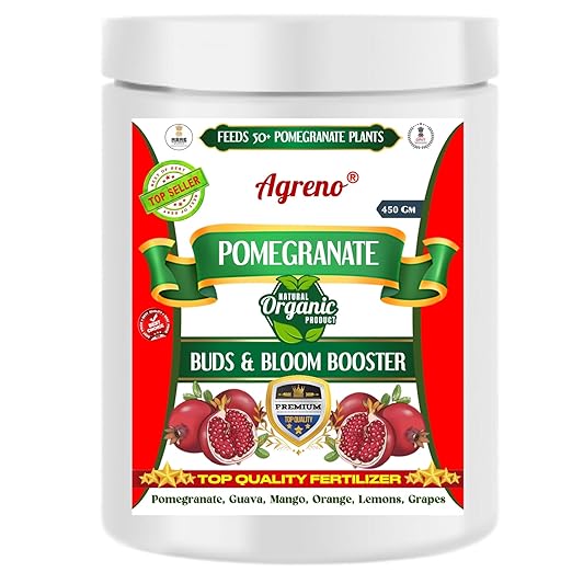 Agreno® Pomegranate Buds and Fruits Booster, Essential Powerful Organic Fertilizer Granule for Fast Growth and Heavy Fruiting of all types of Pomegranate Plants. (450 gm)