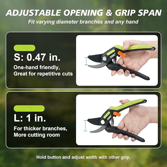 EZARC Garden Pruning Shears, Bypass Hand Pruner 1 Inch Cut Capacity, Garden Clippers Hand Tools for Cutting Flowers, Trimming Plants, Picking Fruits, 1 Pack