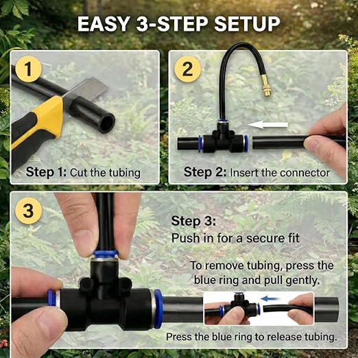 Automatic Garden Irrigation System 200ft, Upgraded Drip & Spray Watering Kit with 36 Adjustable Copper Nozzles for Raised Beds, Outdoor Garden, Lawn, Potted Plants & Greenhouse (200ft)