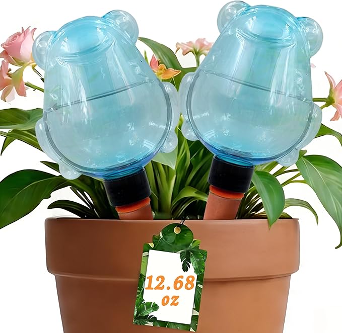 2 Pack Self Watering Spikes, Indoor Plant Watering Globes, Frog Shape Automatic Irrigation Spikes,Plant Watering Devices(Blue)