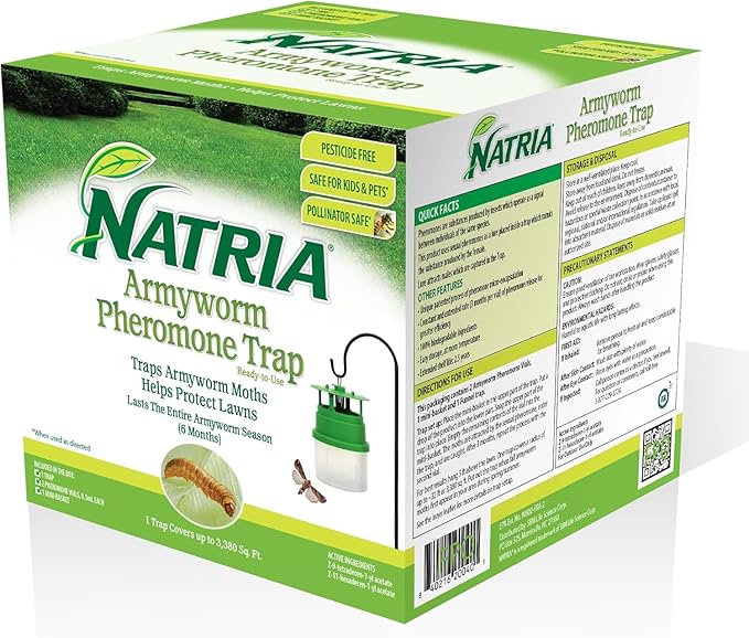 NATRIA Armyworm Pheromone Trap, Ready-to-Use, (1-Pack) with NATRIA Neem Oil Spray for Plants Pest Organic Disease Control, for Insects, 24 Oz, Ready-to-Use
