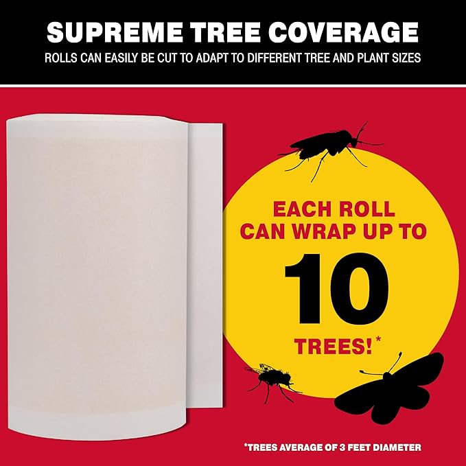 Catchmaster Tree Shield Lantern Fly & Ant Traps Insect Barrier, 12 Rolls 30ft Each, Outdoor Adhesive Crawling Insect Trap to Protect Trees, Fruit & Plants, Pest Control Lawn & Garden