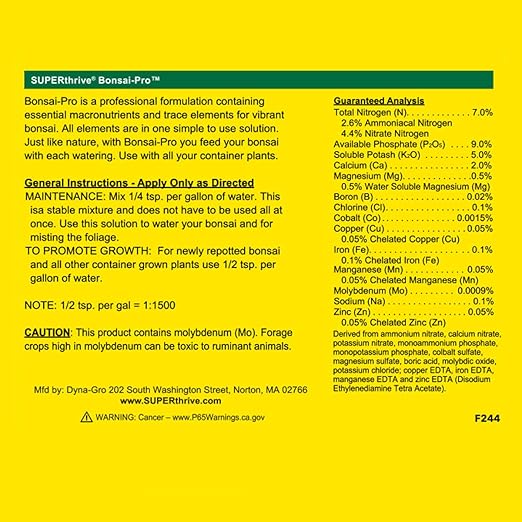 SUPERthrive Bonsai-Pro Liquid Plant Food, 8 oz (32 Oz)