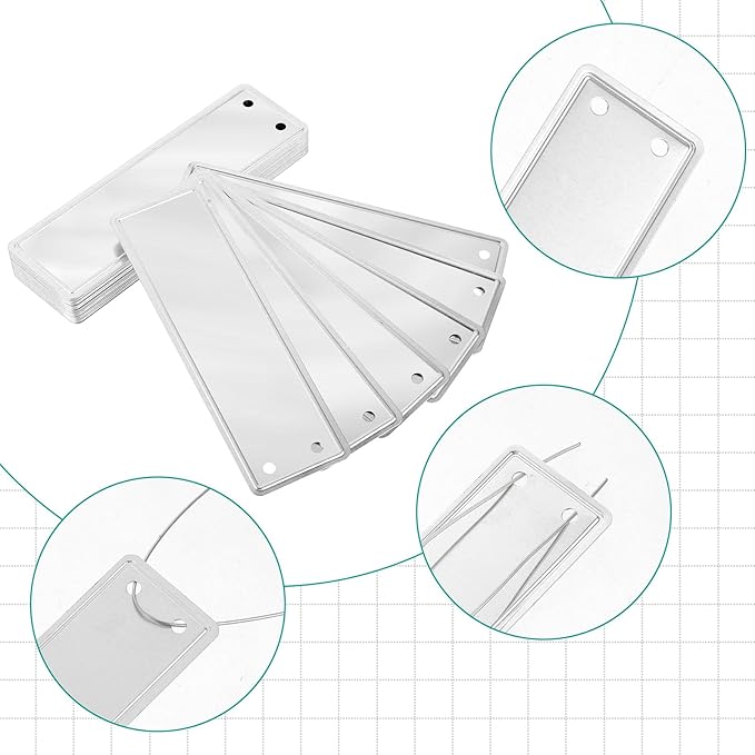 50 Pcs Metal Plant Tags, Aluminum Plant Labels with Metal Wire Double Sided Write Labels Hanging Plant Tags Waterproof Tags Metal Tags for Plant Markers Tree Tags Outdoor Garden Plant Mark