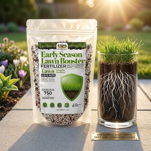 Old Cobblers Farm Wicked Growth Early Season Lawn Booster 6-16-12 – Starter Lawn Fertilizer for Strong Root Development (5 lbs | 10 lbs | 15 lbs | 20 lbs) (15 lbs)