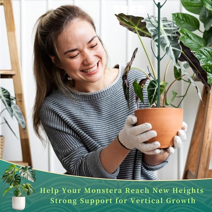 8 Pack Stackable Monstera Plant Support Stakes,8Pcs 11 Inch Climbing Plant Sticks Structures with Garden Ties, Durable Alternative to Moss Pole for Indoor Outdoor Plants