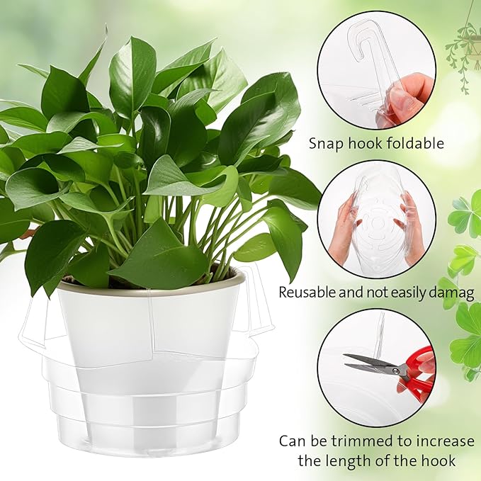 Baderke 12 Pcs Hanging Plant Water Catcher Tray Includes 4 Pcs Clear Plastic Plant Saucer Drip Pans for Indoor Outdoor Hanging Basket Flower Pot(8 10 12 Inch)