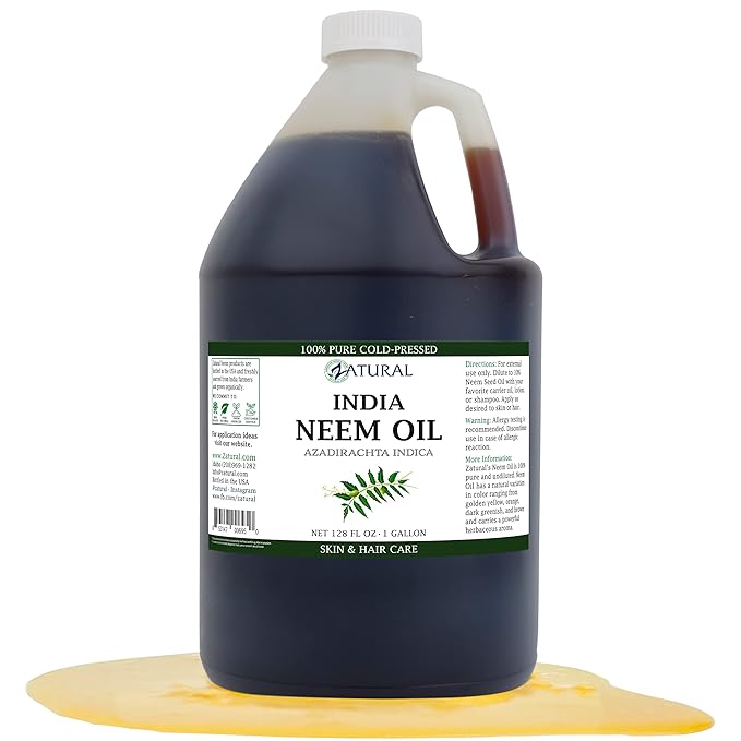 Zatural 100% Pure Neem Seed Oil | Cold Pressed, Undiluted Natural Oil for Skin Conditioning, Hair Moisture & Botanical Blending (128 Fl Oz)