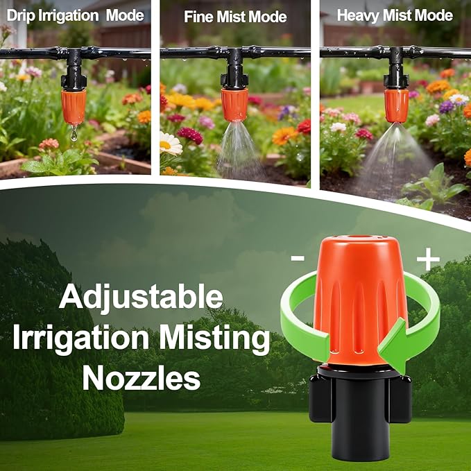 RedChili 240 Pack Drip Irrigation Fittings Kit for 1/4" Tubing, Include Misting Nozzles, Drippers, Stakes, Flat Tees, Single Barbs, Couplers, Valves, Tees, Elbows, Plugs, Crosses for Garden Irrigation