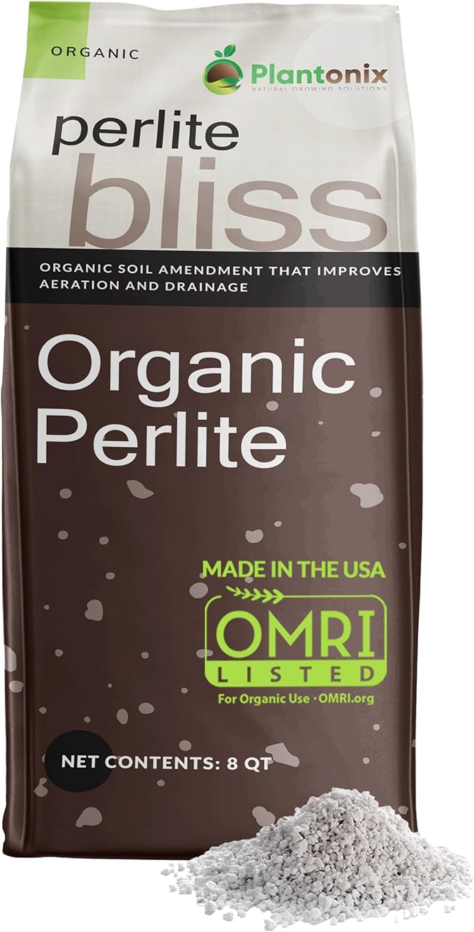 Perlite Bliss (8 Qts) - Organic Perlite for Plants Indoor Soil Amendment - Horticultural Perlite for Gardening & Seed Starting - Mixes Easily with Potting Soil, Vermiculite, & Coco Coir for Plants