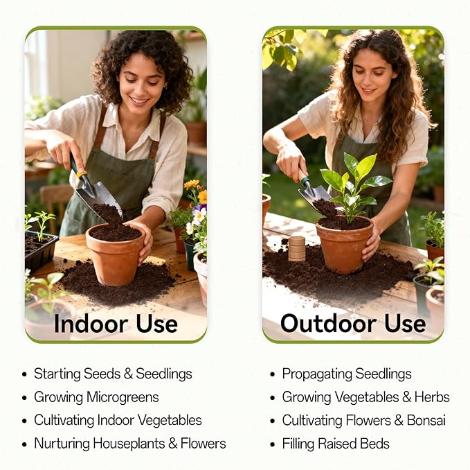 ZeeDix 50 Pack 40mm Organic Coco Coir Seed Starter Pellets, Compressed Coconut Fiber Seed Starter Soil Discs Potting Soil Mix for Indoor Outdoor Plants, Herbs Houseplants Bonsai Vegetables Flowers
