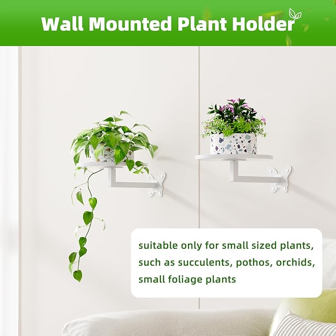 Wall Mounted Plant Holder Butterfly Metal Hanging Shelf for Indoor Plants Succulents Flowers Decor Sturdy Wall Mounted Storage for Bedroom Living Room Space-Saving 2-Pack White