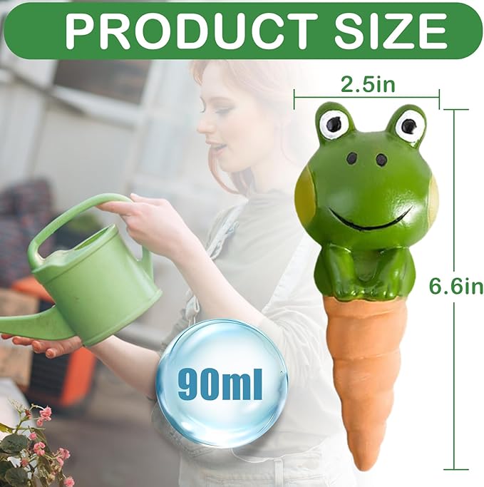 4PCS Terracotta Self Watering Spikes, Frog Shaped Self Watering Globes, Slow Release Self Watering Planter Insert, Plant Watering Globes for Indoor and Outdoor Plants