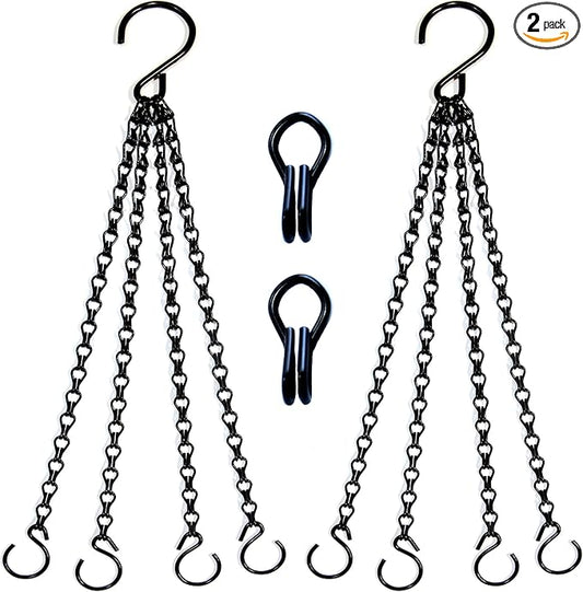2Packs 26inch 90lbs Black Heavy Duty Metal Hooks Hanging Chains Hangers for Garden, Balcony, Yard, Kitchen, for Hanging Plant Pots,Planters,Bird Feeder,Lanterns, Billboard Etc.