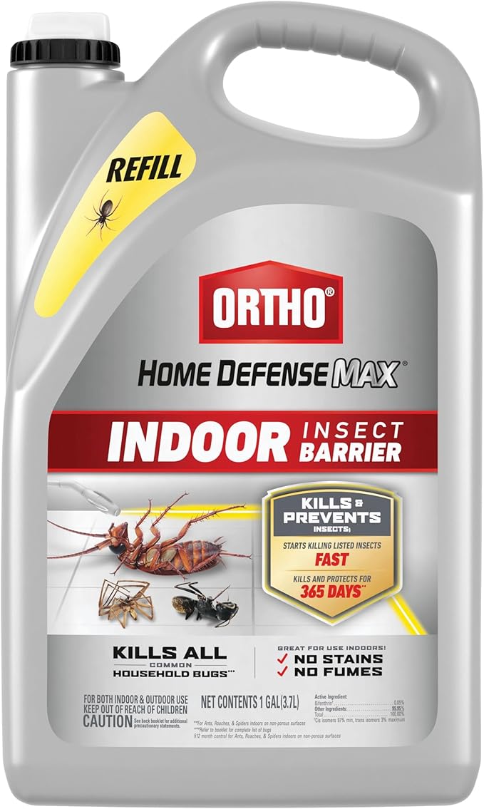Ortho Home Defense Max Indoor Insect Barrier Refill - Bug Killer Spray Refill, Kills Ants, Roaches, Spiders, Fleas and Ticks, 1 gal.