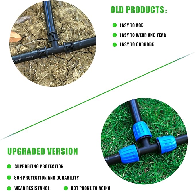 8 Pcs 1/2 Inch Irrigation Tubing Tee Fittings, (1/2" ID x0.6-0.63" OD) Drip Tubing Barbed Locked Nuts Tee Connectors Anti-Drop 1/2" T Connectors for Garden Irrigation System