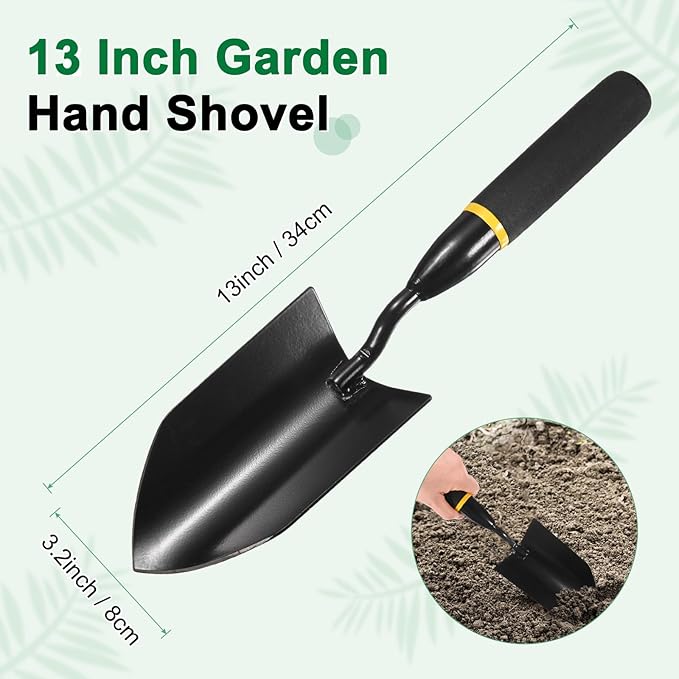 M METERXITY Gardening Trowel, 13 Inch Manganese Steel Garden Hand Shovel with Rubber Handle, Trowel Garden Tool for Farmer Soil Planting Digging Transplanting