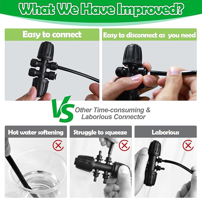 6 Pack 1/2 Inch To 1/4 Drip Irrigation Fittings - Drip Line Irrigation 1/2'' to 1/4'' Barbed Tee Adapter Push-to-Fit Reducer 3 Way Connectors for Drip Irrigation System