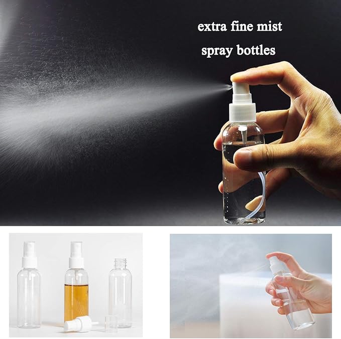 ZEJIA 3 Pack Small Spray Bottle, 2.7oz/80ml Travel Spray Bottle, Empty Fine Mist Spray Bottles, Refillable Mini Spray Bottles with Labels