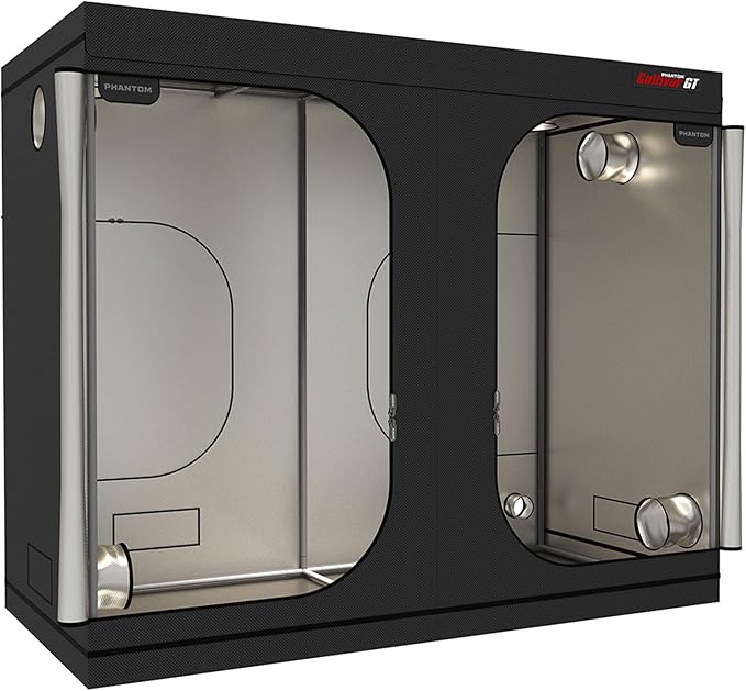 PHANTOM Cultivar GT84 Premium Grow Tent, 96”x48”x80”, Steel Corners, 200 lb Weight Capacity, 22 mm Poles, High Reflectivity Diamond Mylar, Genuine SBS Zippers, 4x8 for Indoor Growing Hydroponics