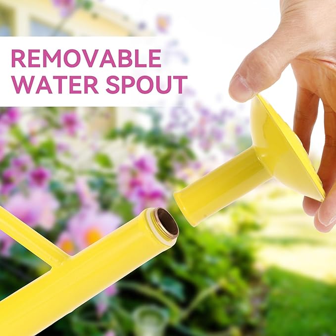 Garutom Galvanized Watering Can for Outdoor Indoor Plants, 1 Gallon Decorative Countryside Water Can with Removable Spout, Metal Watering Can for Indoor Plants and Garden Flower (Yellow)